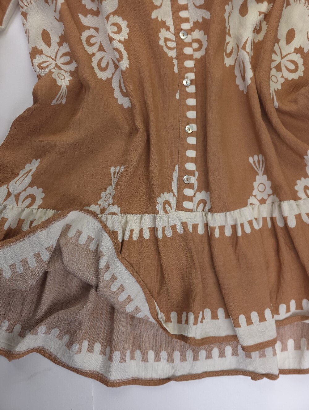 Umgee Camel Cream Floral Print Button-Front Women’s Dress Sz L - Picture 4 of 12